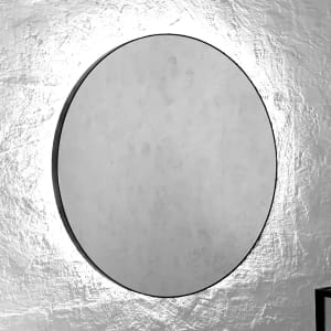 Megabad Profi Collection Art LED-Badspiegel Ø 60 cm mit schwarzem Rahmen und Hintergrundbeleuchtung