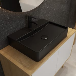 OLTENS Duve Aufsatzwaschbecken rechteckig 60 x 42 cm, mit Hahnloch, mit SmartClean