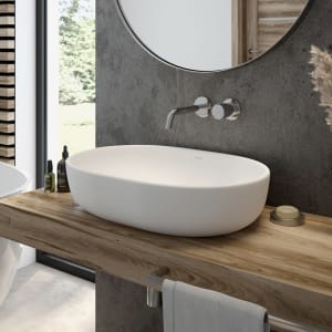 OLTENS Hamnes Aufsatzwaschbecken oval 60 x 42,5 cm, mit SmartClean