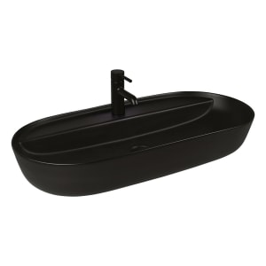 OLTENS Hamnes Thin Aufsatzwaschbecken oval 80 x 40 cm, mit Hahnloch