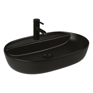 OLTENS Hamnes Thin Aufsatzwaschbecken oval 62 x 42 cm, mit Hahnloch