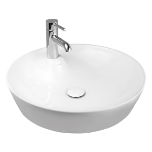 OLTENS Lysake Aufsatzwaschbecken rund Ø 48,5 cm, mit Hahnloch, mit SmartClean