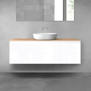 OLTENS Vernal Badmöbel-Set 3-teilig mit Unterschränken mit 2 Schubladen und Konsolenplatte 140 x 48,6 cm