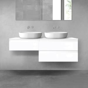 OLTENS Vernal Badmöbel-Set 3-teilig mit 2 Unterschränken mit Schubladen und Konsolenplatte 140 x 25,2/48,6 cm