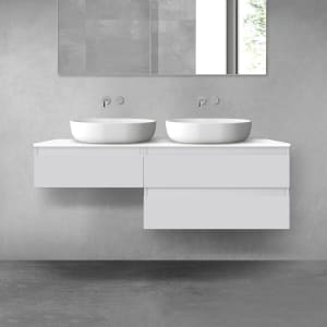 OLTENS Vernal Badmöbel-Set 3-teilig mit 2 Unterschränken mit Schubladen und Konsolenplatte 140 x 25,2/48,6 cm