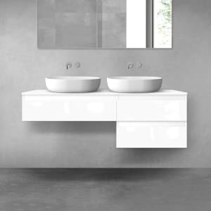 OLTENS Vernal Badmöbel-Set 3-teilig mit 2 Unterschränken mit Schubladen und Konsolenplatte 140 x 25,2/48,6 cm