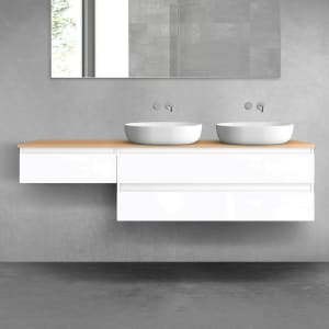 OLTENS Vernal Badmöbel-Set 3-teilig mit 2 Unterschränken mit Schubladen und Konsolenplatte 180 x 25,2/48,6 cm