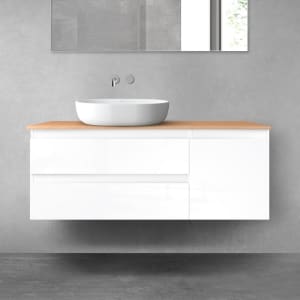 OLTENS Vernal Badmöbel-Set 3-teilig mit Unterschränken mit 2 Schubladen und 1 Tür sowie mit Konsolenplatte 120 x 48,6 cm