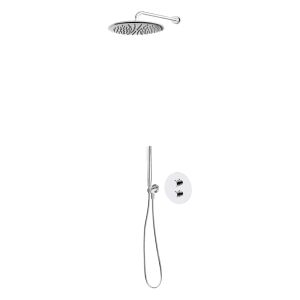 OLTENS Katla Duschsystem mit Unterputz-Thermostat-Armatur, Stabhandbrause und Kopfbrause rund