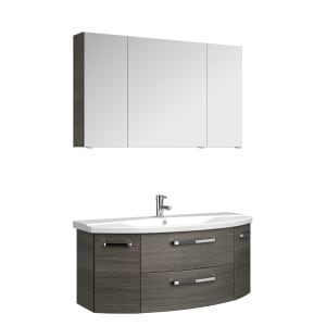 Pelipal Serie 4010 Möbelkombination 120 cm mit Spiegelschrank, Keramikwaschtisch und Waschtischunterschrank