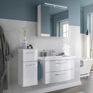 Pelipal Serie 6005 Badmöbel-Set 123 cm, inkl. Spiegelschrank und Highboard