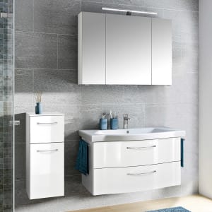 Pelipal Serie 6005 Badmöbel-Set 142 cm, inkl. Spiegelschrank und Highboard