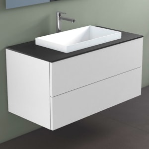 progettobagno Elba Unterschrank 100 cm mit Glasplatte, Hahnlochbohrung und  ELY 60 Einbauwaschtisch
