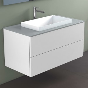 progettobagno Elba Unterschrank 100 cm mit Glasplatte ohne Hahnlochbohrung und  ELY 60 Einbauwaschtisch