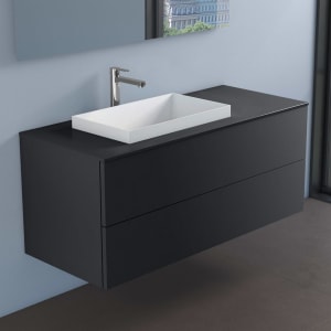 progettobagno Elba Unterschrank 120 cm, Ausführung links  mit Glasplatte ohne  Hahnlochbohrung und ELY 60 Einbauwaschtisch