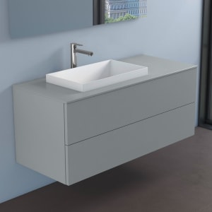 progettobagno Elba Unterschrank 120 cm, Ausführung links  mit Glasplatte , Hahnlochbohrung und ELY 60 Einbauwaschtisch