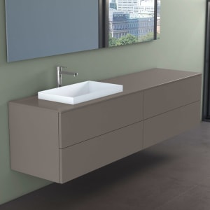 progettobagno Elba Unterschrank 200 cm, Ausführung links mit Glasplatte, Hahnlochbohrung und ELY 60 Einbauwaschtisch