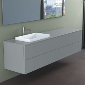 progettobagno Elba Unterschrank 200 cm, Ausführung links  mit Glasplatte ohne Hahnlochbohrung und ELY 60 Einbauwaschtisch