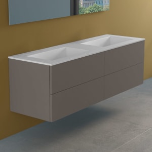 progettobagno Elba Lago Doppel-Waschtisch mit Unterschrank 160 cm ohne Hahnloch