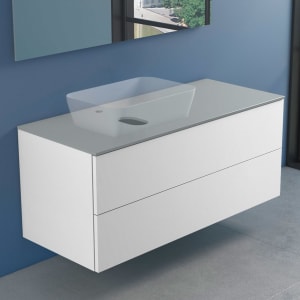 progettobagno Elba Modular Glass, Ausführung links Waschtischkonsole 120 cm mit Hahnlochbohrung