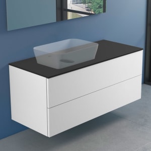 progettobagno Elba Modular Glass, Ausführung links Waschtischkonsole 120 cm mit Hahnlochbohrung