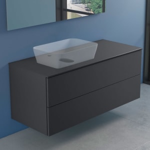 progettobagno Elba Modular Glass, Ausführung links Waschtischkonsole 120 cm mit Hahnlochbohrung