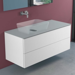 progettobagno Elba Modular Glass, Ausführung links  Waschtischkonsole 120 cm ohne Hahnlochbohrung