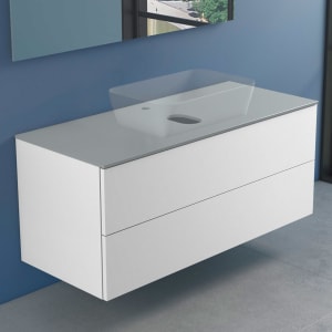 progettobagno Elba Modular Glass Waschtischkonsole 120 cm mit Hahnlochbohrung