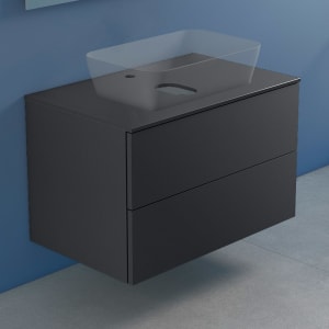 progettobagno Elba Modular Glass Waschtischkonsole 80 cm mit Hahnlochbohrung