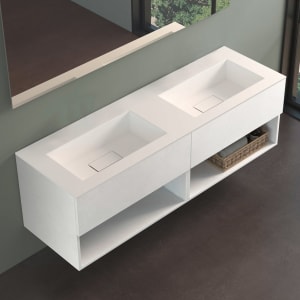 progettobagno Evo 54 Lago Uno Doppel-Waschtisch mit Unterschrank 160 cm ohne Hahnloch