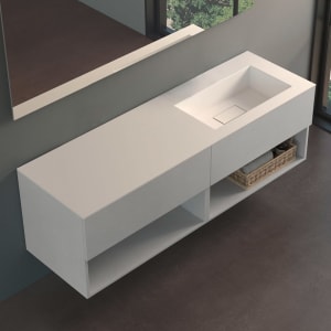 progettobagno Evo 54 Lago Uno Waschtisch mit Unterschrank 160 cm, Ausführung rechts ohne Hahnloch