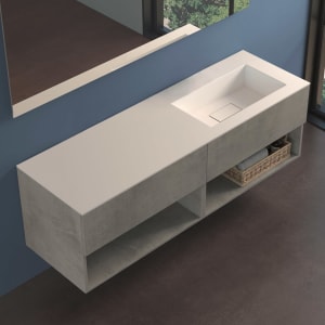 progettobagno Evo 54 Lago Uno Waschtisch mit Unterschrank 160 cm, Ausführung rechts ohne Hahnloch