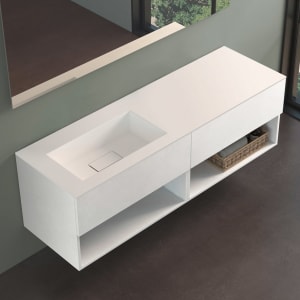progettobagno Evo 54 Lago Uno Waschtisch mit Unterschrank 160 cm, Ausführung links ohne Hahnloch