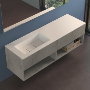 progettobagno Evo 54 Lago Uno Waschtisch mit Unterschrank 160 cm, Ausführung links ohne Hahnloch