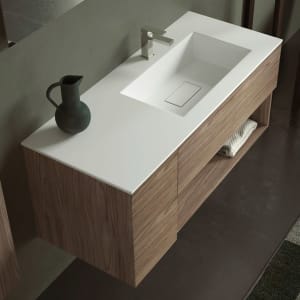progettobagno Evo 50 Walnuss Vision Waschtisch Lago mit Unterschrank 120 cm, Ausführung rechts
