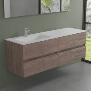 progettobagno Evo 54 Walnuss Vision Waschtisch Lago mit Unterschrank  160 cm , Ausführung links