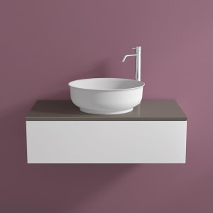 progettobagno Luna Waschtischkonsole 80 cm mit Auszug und Glasplatte