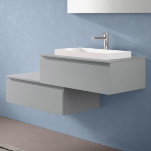 progettobagno Stresa Duo 130 cm mit ELY 60 Einbauwaschtisch rechts, mit Hahnlochbohrung
