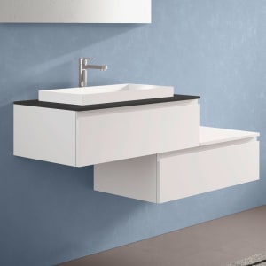 progettobagno Stresa Duo 130 cm mit ELY 60 Einbauwaschtisch links, mit Hahnlochbohrung