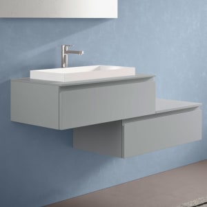 progettobagno Stresa Duo 130 cm mit ELY 60 Einbauwaschtisch links, mit Hahnlochbohrung