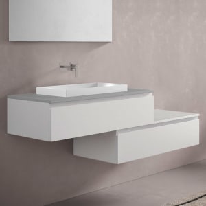 progettobagno Stresa Duo 160 cm mit ELY 60 Einbauwaschtisch links, mit Hahnlochbohrung