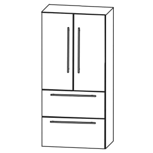 Puris b • bright Mittelschrank 60 x 30 x 130,8 cm mit 2 Türen und 2 Auszügen