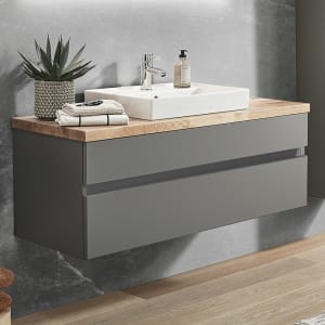 Puris b • essence Set mit Waschtischunterschrank und Waschtischplatte 121,2 cm, Griff 341