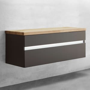 Puris b • essence Set mit Waschtischunterschrank und Waschtischplatte 121,2 cm, mit LED-Beleuchtung, Griff 341