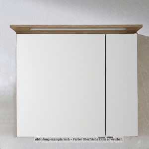 Puris b • maxx Spiegelschrank 75,2 x 15 x 66,8 cm mit 2 Türen und LED-Beleuchtung