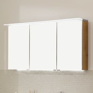 Puris b • straight Spiegelschrank 120 x 15 x 66 cm mit 3 Türen und LED-Flächenleuchte