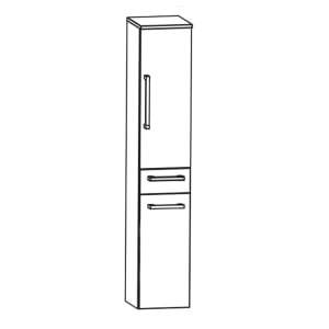 Puris c!mano Hochschrank 40 cm mit 1 Tür, Anschlag rechts, 1 Schubkasten und Wäschekippe Griff 339