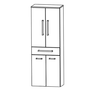 Puris c!mano Hochschrank 60 cm mit 2 Türen, 1 Schubkasten und Wäschekippe Griff 339
