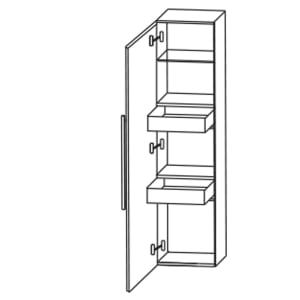 Puris c!mano Mittelschrank 40 cm mit 1 Tür, Anschlag links und 2 Innenschubkästen, Griff 329