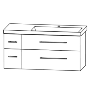 Puris c!mano Waschtischset 122 cm mit Waschtisch, Ablage links und 2 Unterschränken, Griff 329
